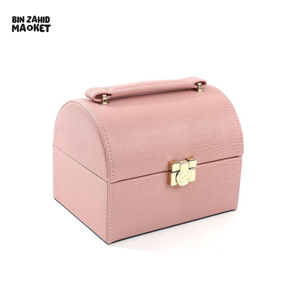 PORTABLE LUXURY MAKEUP ORGANIZER BOX WITH HANDLE - OFF-WHITE