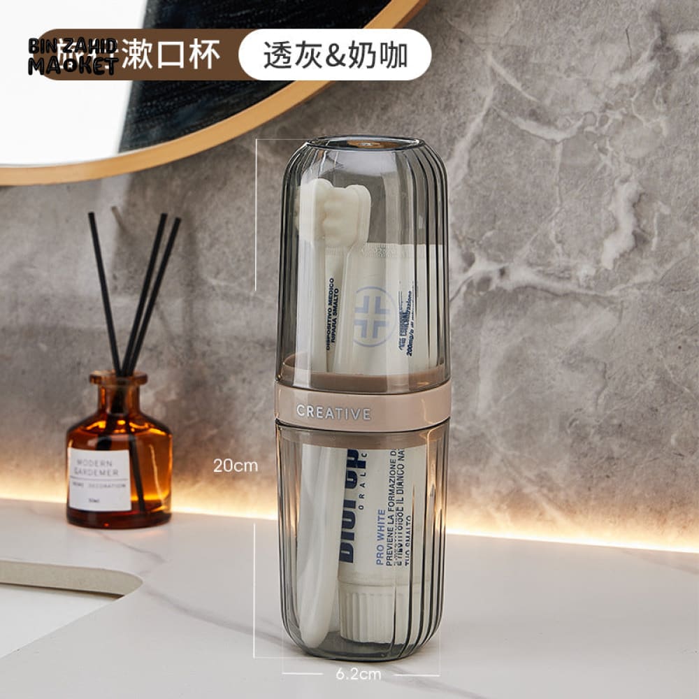 PORTABLE LUXURY TOOTHBRUSH STORAGE SET – TRAVEL MOUTHWASH CUP TOOTHBRUSH & TOOTHPASTE HOLDER FOR HOME AND TRAVEL USE