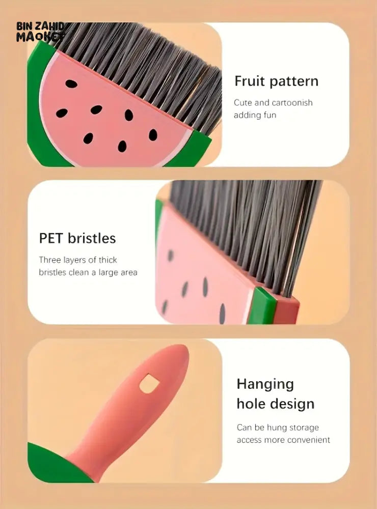 PORTABLE MINI CLEANING BRUSH AND DUSTPAN SET – HANDHELD SWEEPER WITH CUTE KIWI DESIGN SPACE-SAVING TABLE & FURNITURE CLEANING TOOL