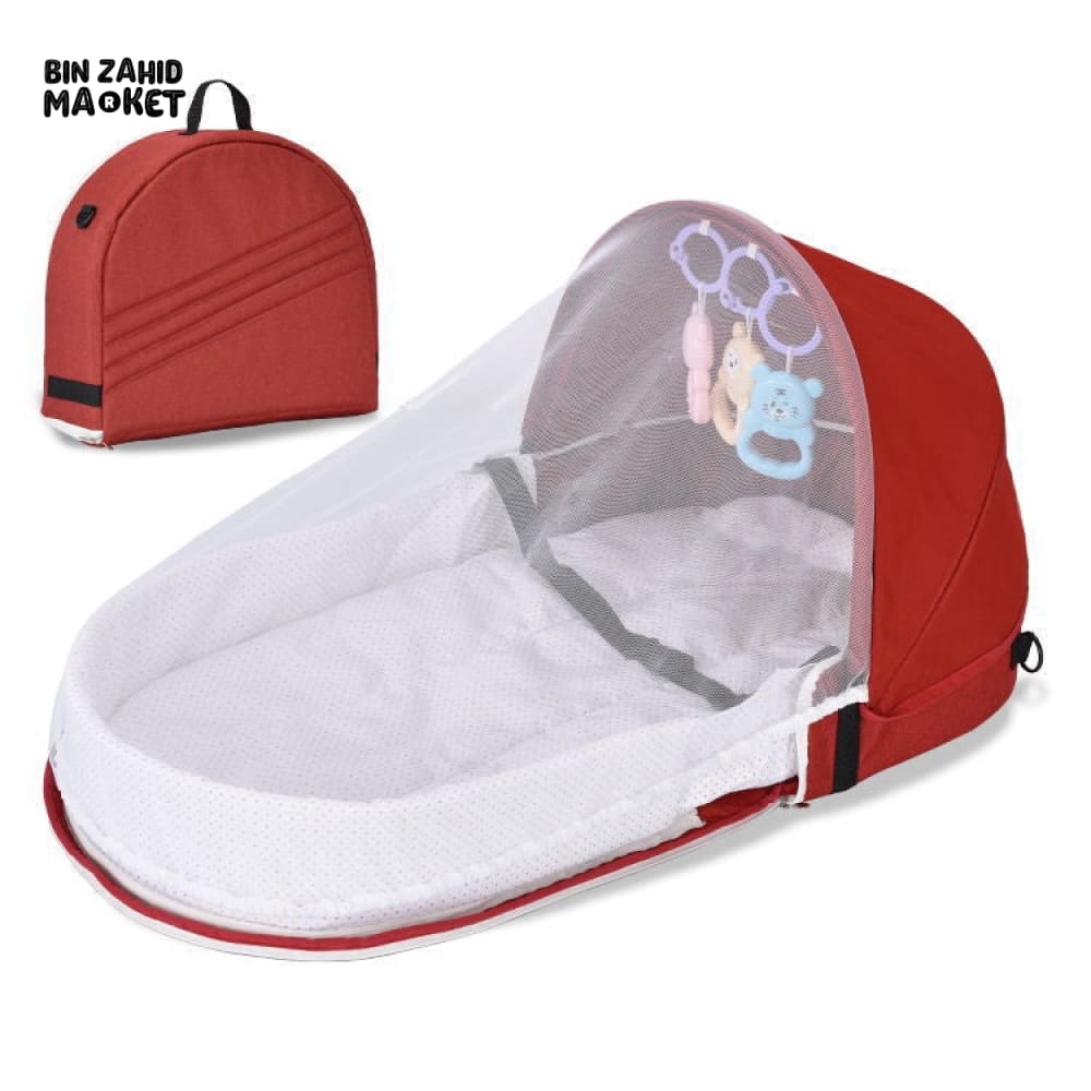 PORTABLE MOSQUITO NET TRAVEL CRIB Maroon