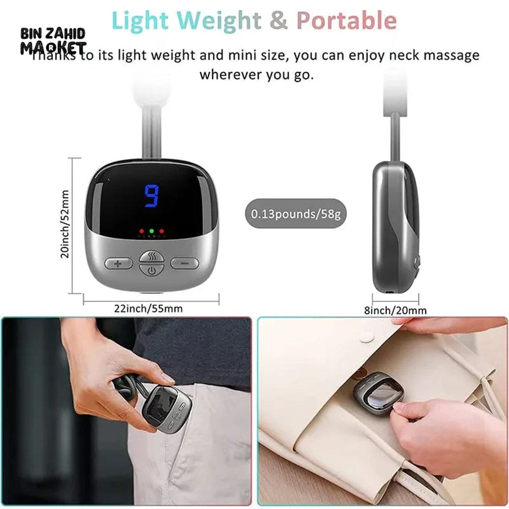 PORTABLE NECK MASSAGER – HOT COMPRESS PULSE MASSAGE RECHARGEABLE CERVICAL SPINE RELAXER