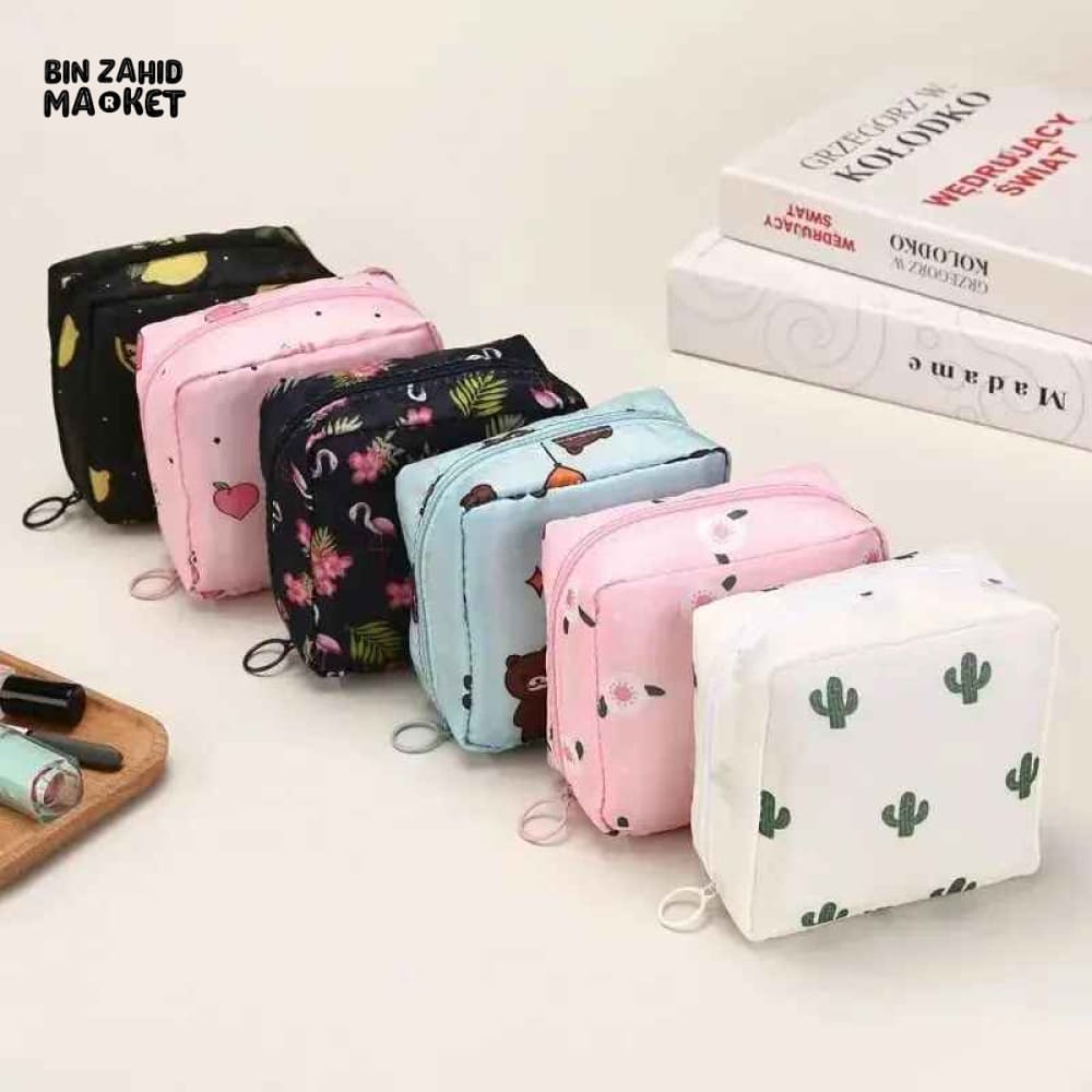 PORTABLE SANITARY PAD STORAGE BAG / MINI MAKEUP & HYGIENE POUCH