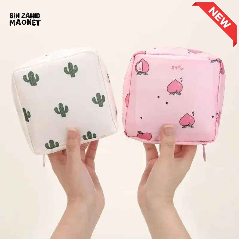 PORTABLE SANITARY PAD STORAGE BAG / MINI MAKEUP & HYGIENE POUCH