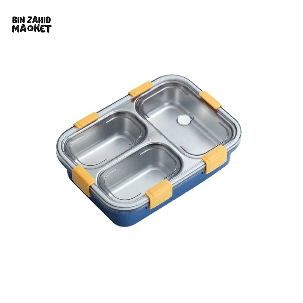 PORTABLE STAINLESS STEEL LUNCH BOX – DURABLE LINER WITH TABLEWARE PERFECT FOR CAMPING PICNICS & ON-THE-GO MEALS