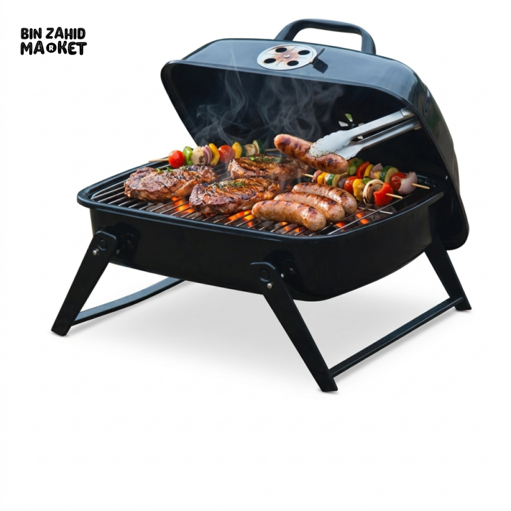 PORTABLE TABLETOP CHARCOAL BBQ GRILL & CAMPFIRE RACK