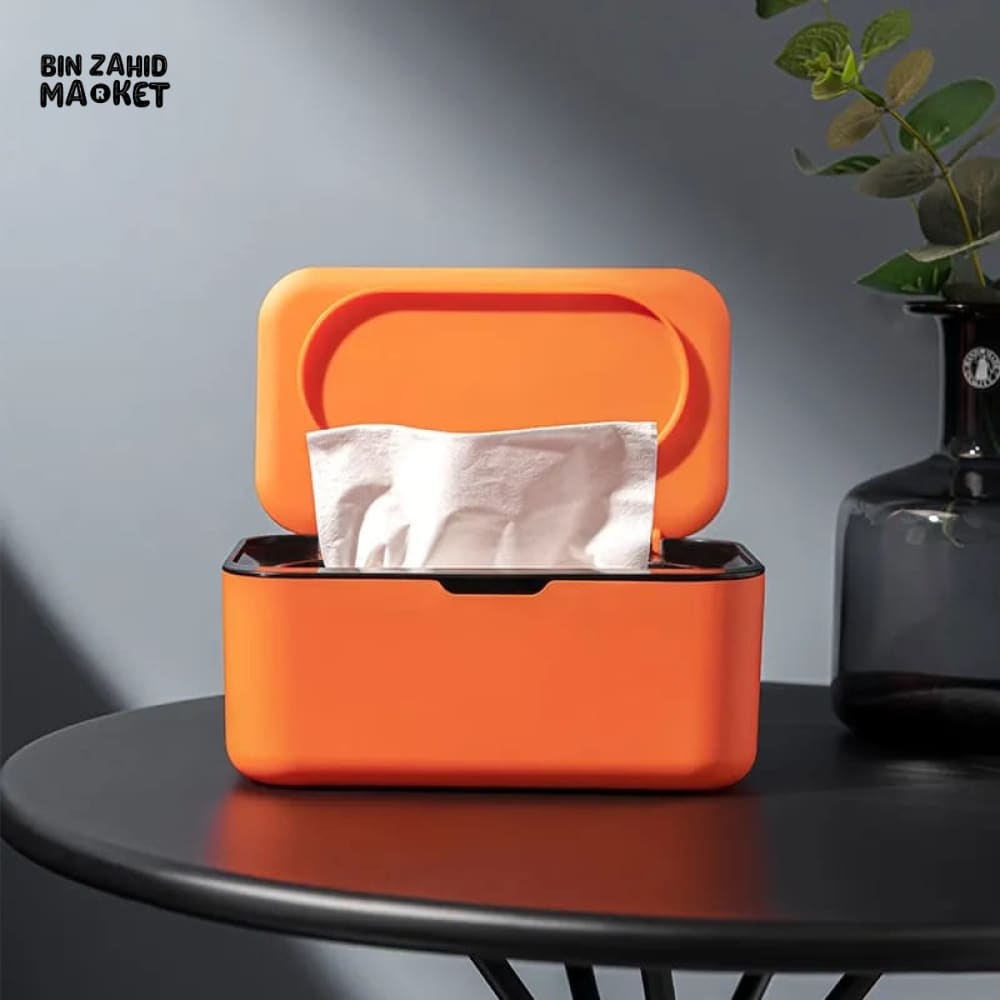 PORTABLE TISSUE STORAGE BOX WITH LID