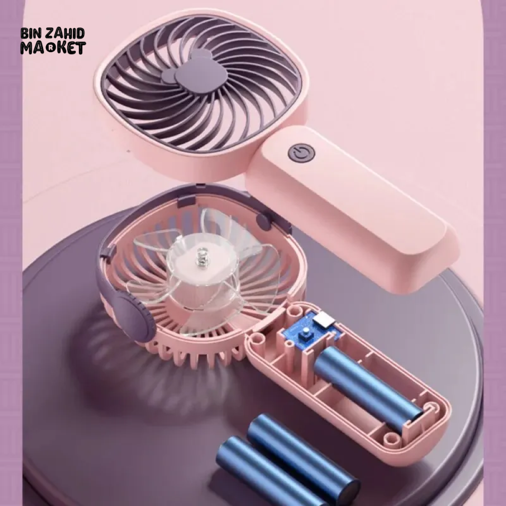 PORTABLE USB RECHARGEABLE MINI FAN WITH PHONE HOLDER FAST CHARGING HANDHELD FAN FOR TRAVEL OFFICE & STUDENTS