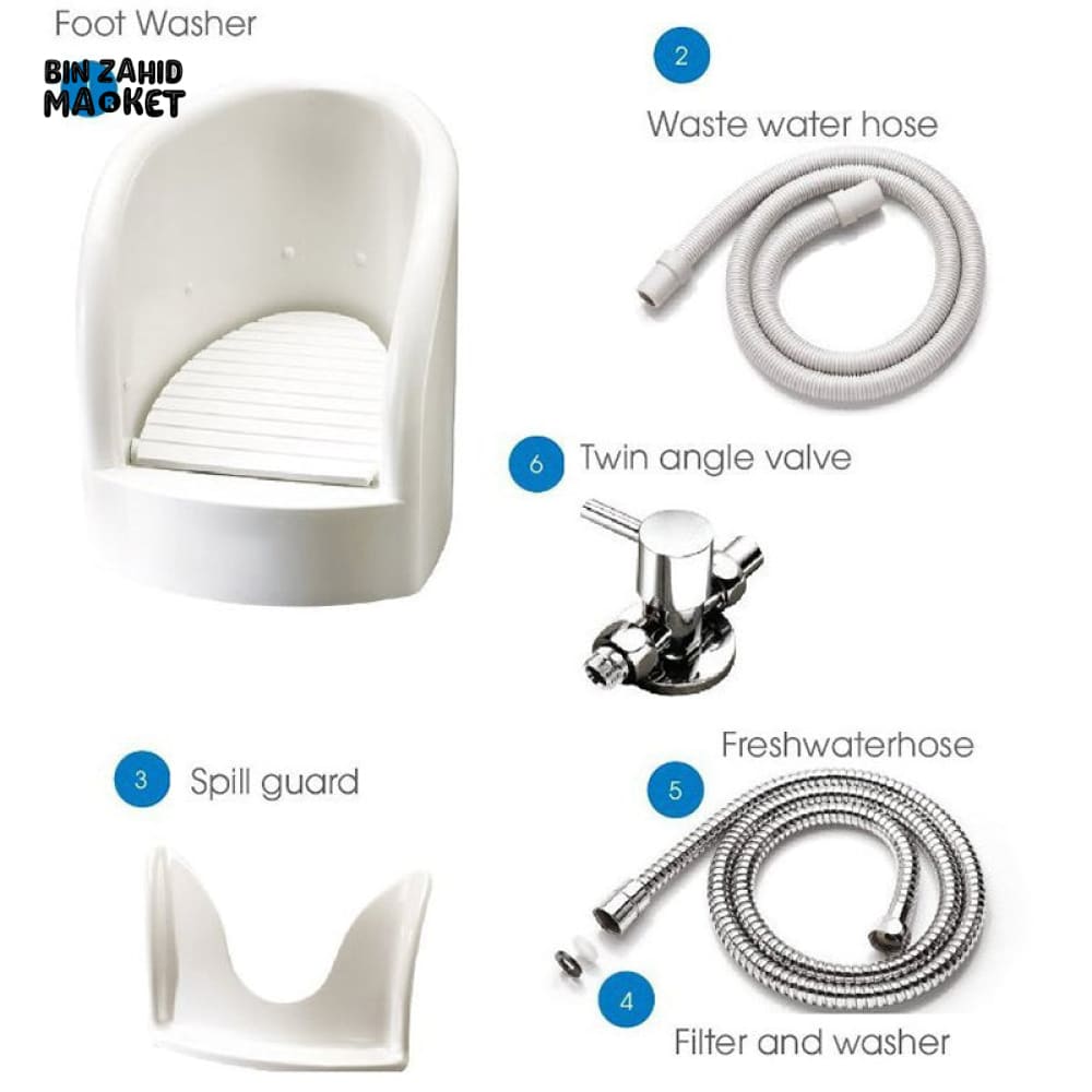 PORTABLE WUDU FOOT WASHER BASIN – AUTOMATIC PLASTIC FOOT SPA FOR HOME & BATHROOM USE