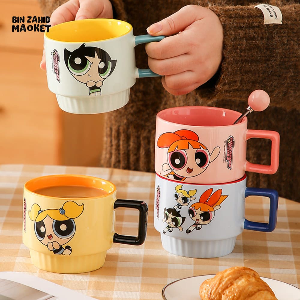 POWERPUFF GIRLS STACKABLE CERAMIC MUGS – 4 PIECES FAMILY SET WITH GIFT BOX