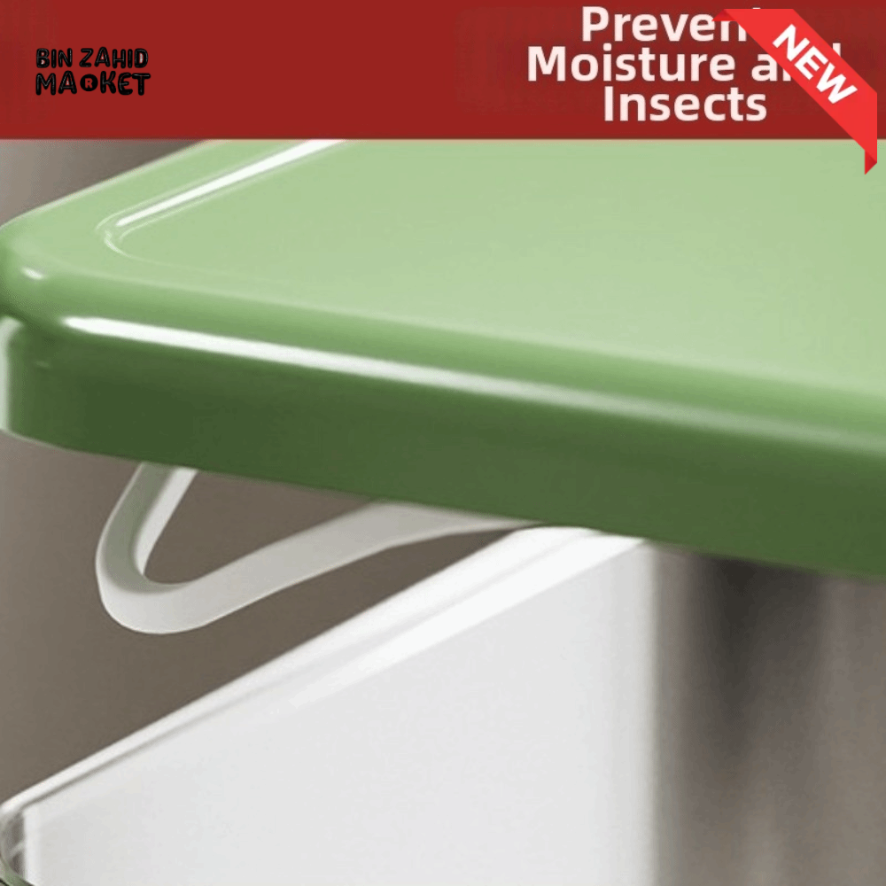 PRACTICAL PUSH-DISPENSER RICE STORAGE BOX AIRTIGHT INSECT-PROOF & MOISTURE-RESISTANT GRAIN CONTAINER - 10 KG