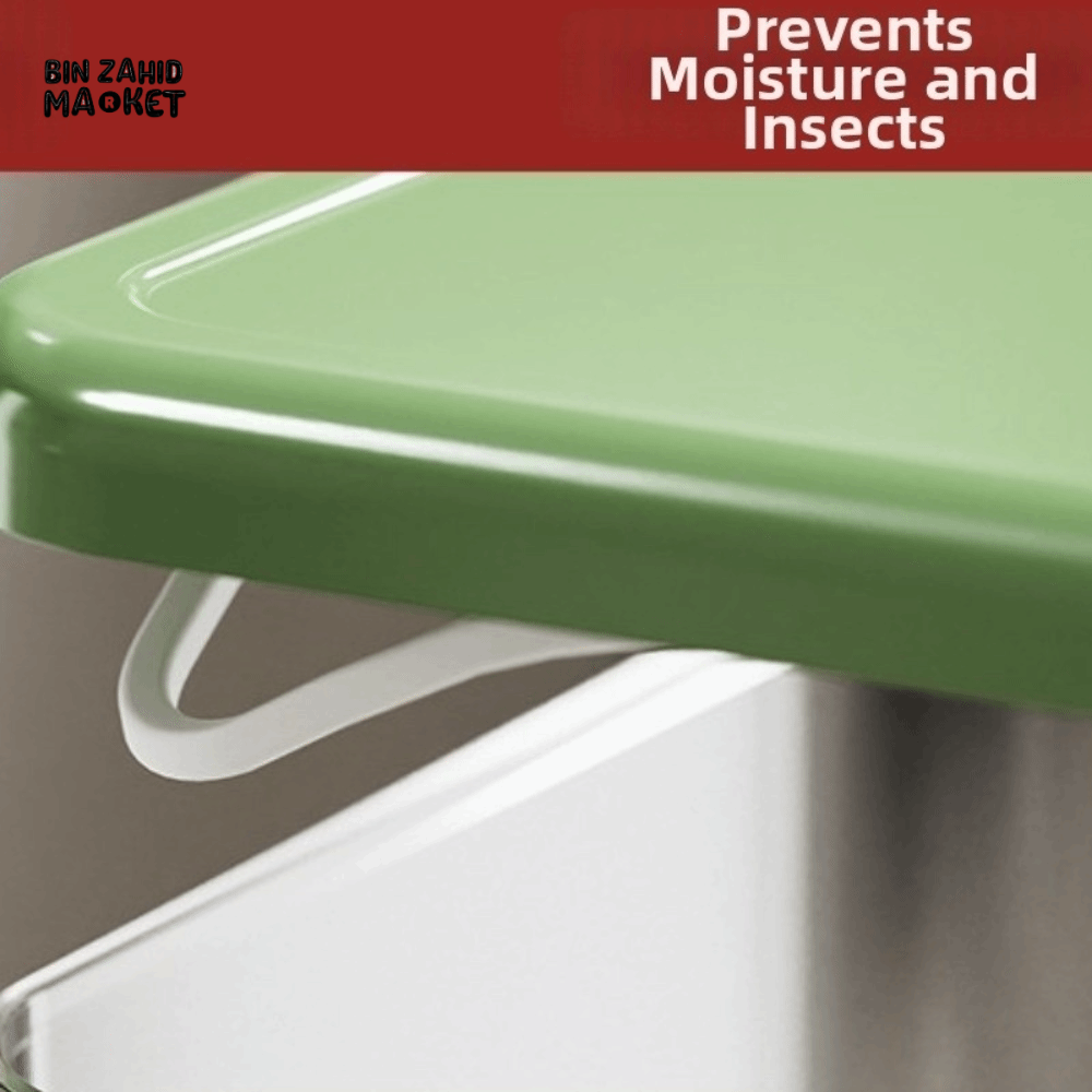 PRACTICAL PUSH-DISPENSER RICE STORAGE BOX AIRTIGHT INSECT-PROOF & MOISTURE-RESISTANT GRAIN CONTAINER - 5 KG