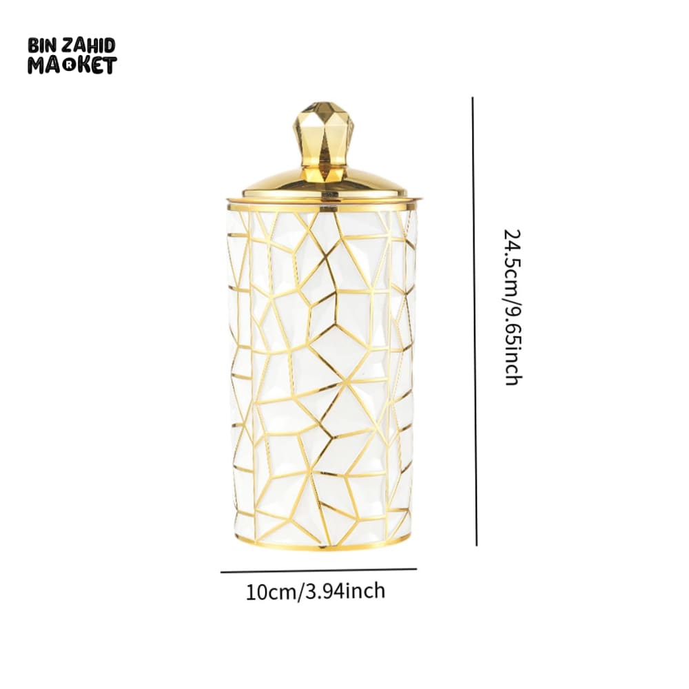 PREMIUM 3 PIECES LUXURY CANISTERS – CERAMIC MOSAIC JARS WITH GOLD LIDS FOR HOME ORGANIZATION