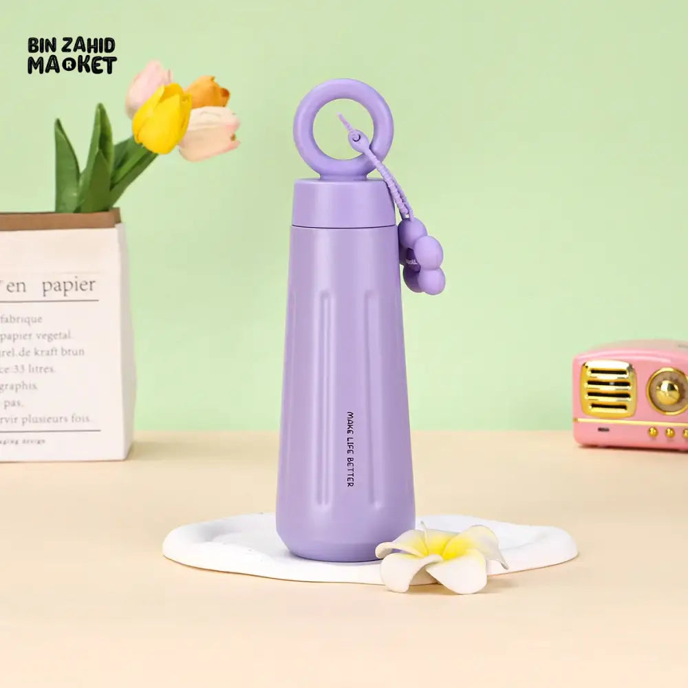 PREMIUM 316 STAINLESS STEEL SPORTS WATER BOTTLE 450ML – PORTABLE FLOWER CUP WITH HANDLE