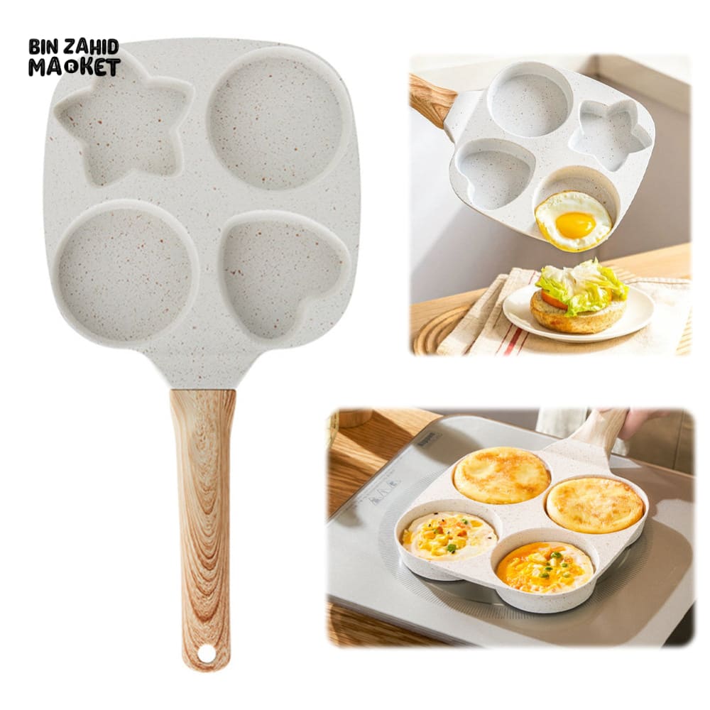 PREMIUM 4-CUP FRIED EGG PAN – ANTI-SCALDING DIVIDED OMELETTE PAN NON-SLIP GAS & INDUCTION COMPATIBLE