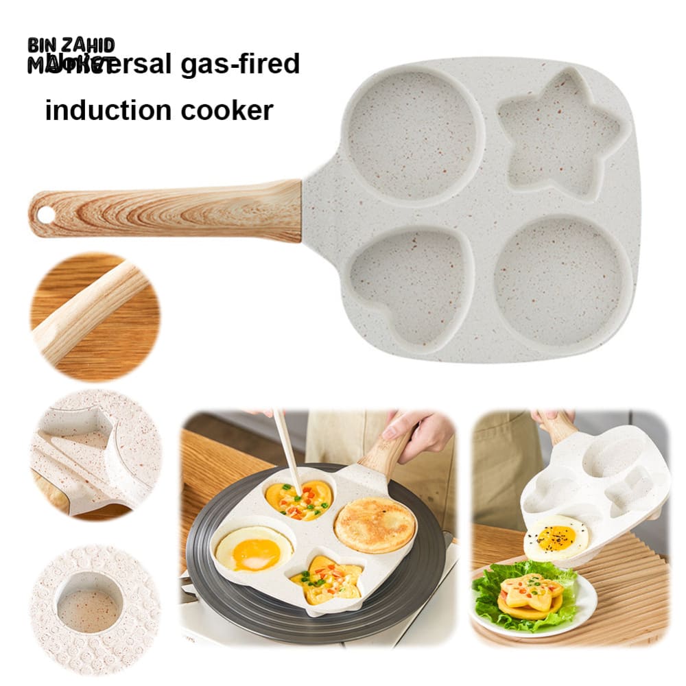 PREMIUM 4-CUP FRIED EGG PAN – ANTI-SCALDING DIVIDED OMELETTE PAN NON-SLIP GAS & INDUCTION COMPATIBLE