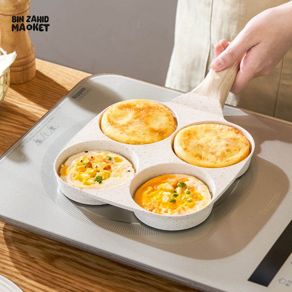 PREMIUM 4-CUP FRIED EGG PAN – ANTI-SCALDING DIVIDED OMELETTE PAN NON-SLIP GAS & INDUCTION COMPATIBLE