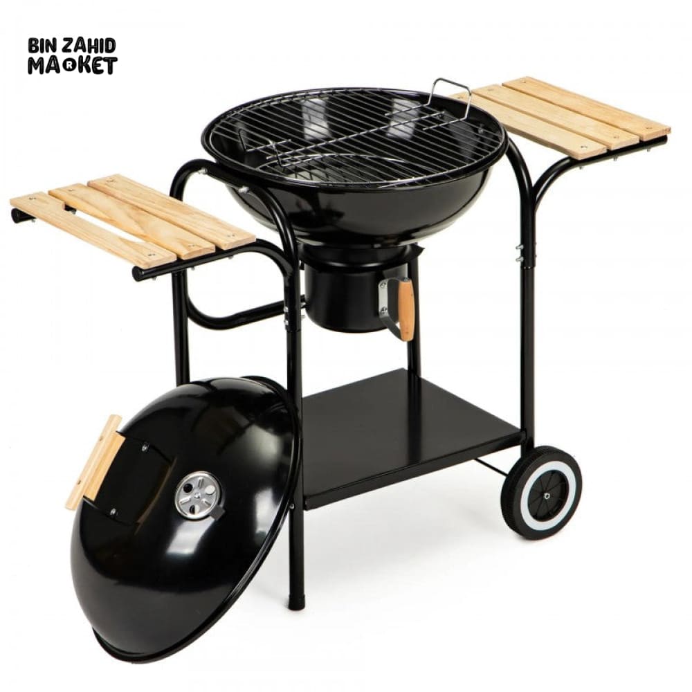 PREMIUM CHARCOAL KETTLE BBQ GRILL WITH SIDE TABLES