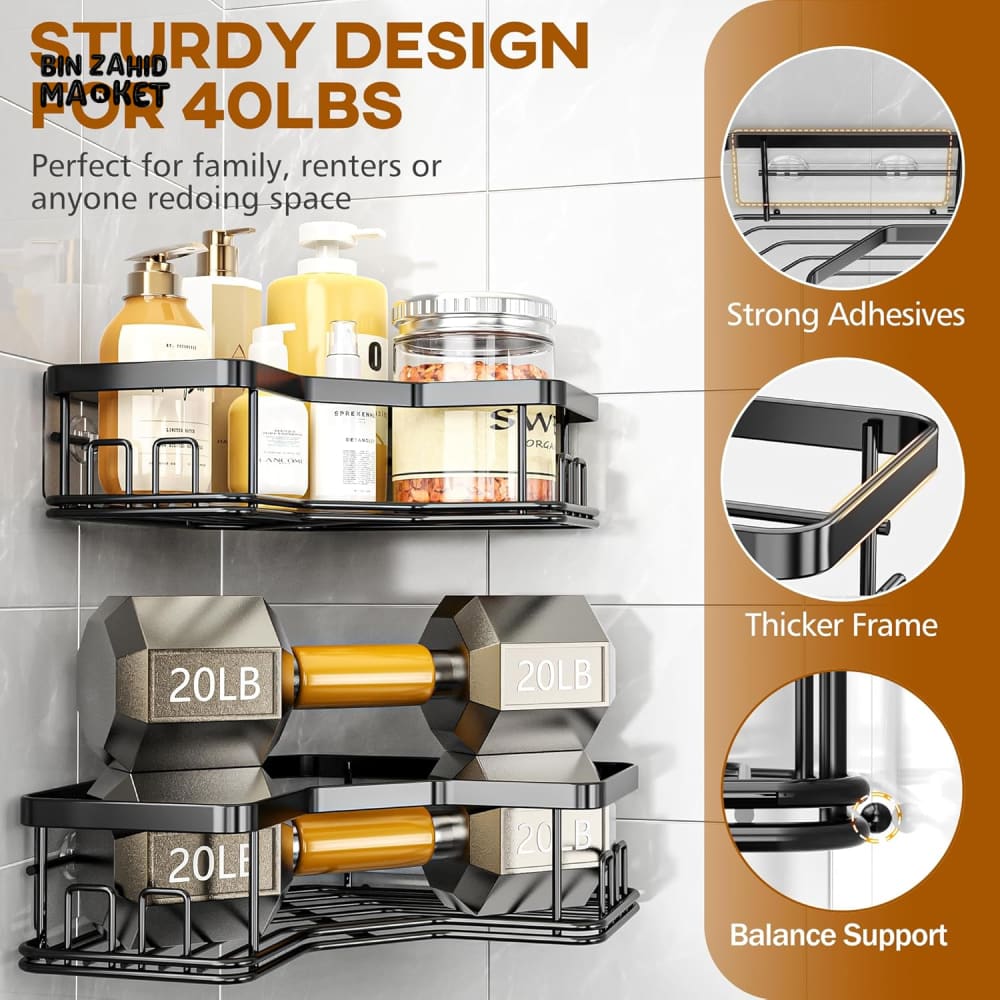 PREMIUM CORNER SHOWER CADDY WITH SOAP HOLDER 2 PIECE SET