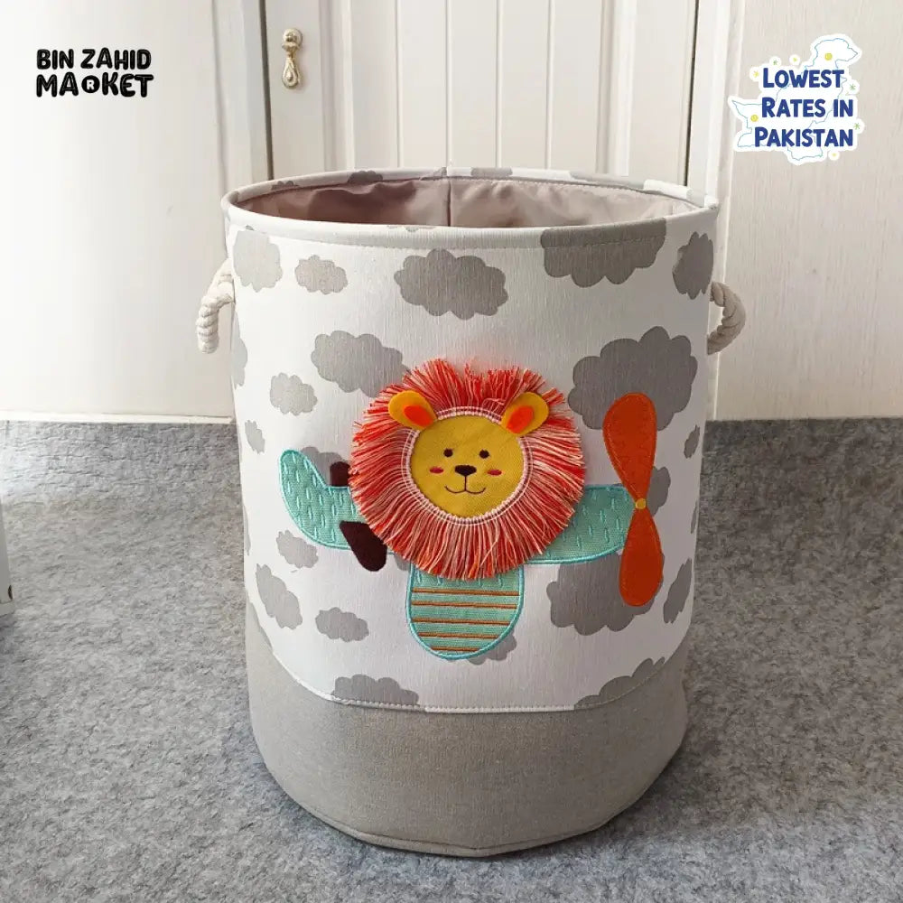 PREMIUM FOLDABLE LAUNDRY & TOY STORAGE BASKET – CUTE CARTOON ANIMAL MULTIPURPOSE ORGANIZER BIN - DINO