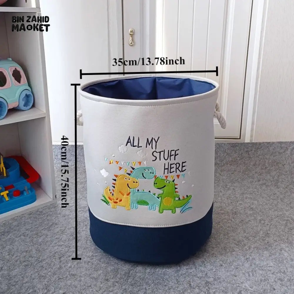 PREMIUM FOLDABLE LAUNDRY & TOY STORAGE BASKET – CUTE CARTOON ANIMAL MULTIPURPOSE ORGANIZER BIN - DINO