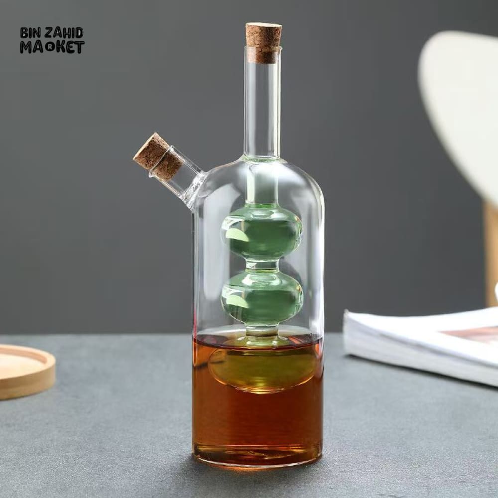 PREMIUM GLASS OIL CAN – DOUBLE-LAYER DESIGN FOR OLIVE OIL SOY SAUCE & VINEGAR STORAGE 1