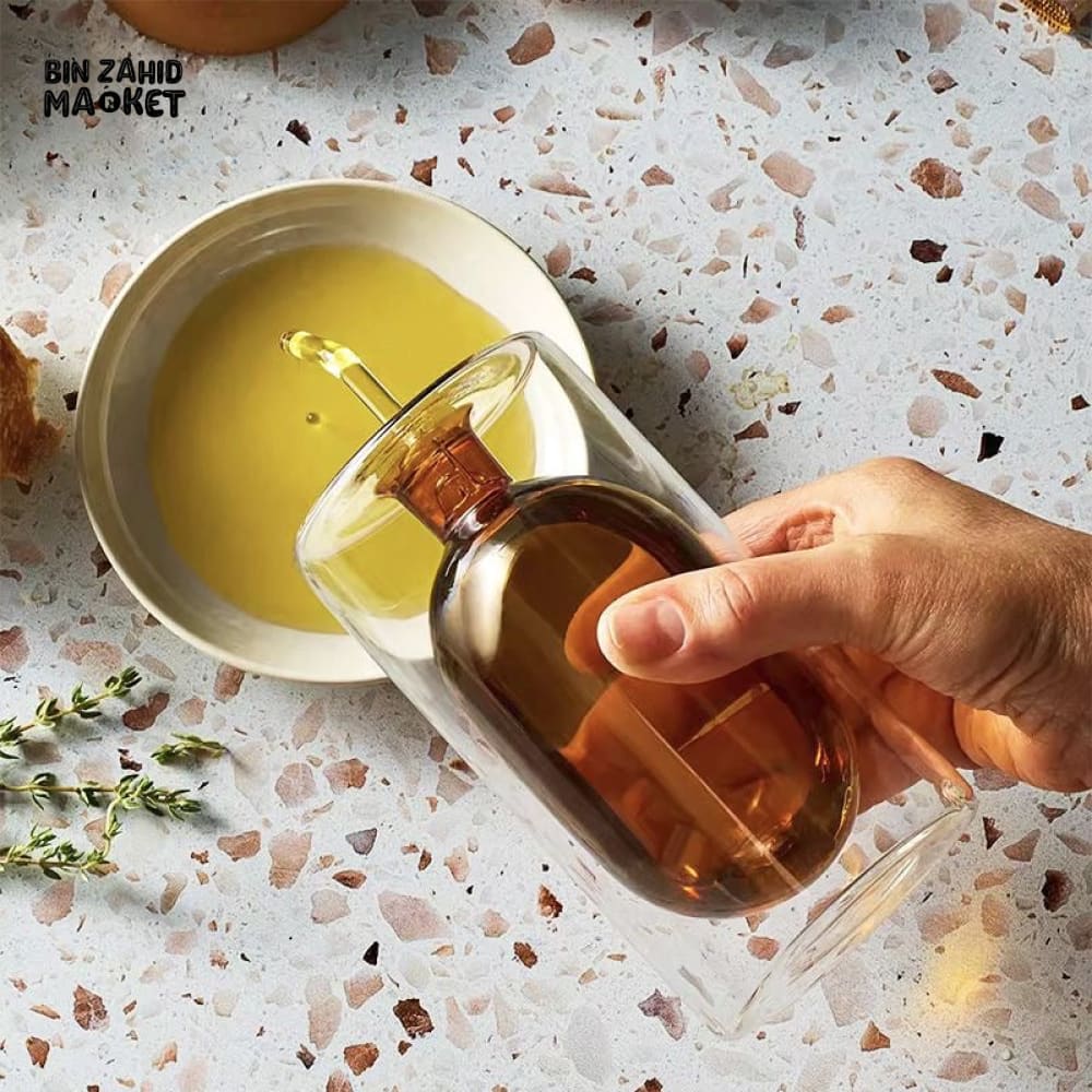 PREMIUM GLASS OIL CAN – DOUBLE-LAYER DESIGN FOR OLIVE OIL SOY SAUCE & VINEGAR STORAGE