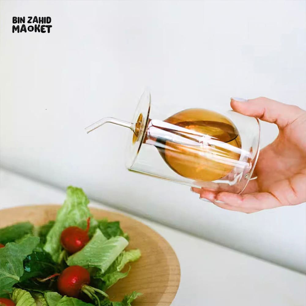PREMIUM GLASS OIL CAN – DOUBLE-LAYER DESIGN FOR OLIVE OIL SOY SAUCE & VINEGAR STORAGE
