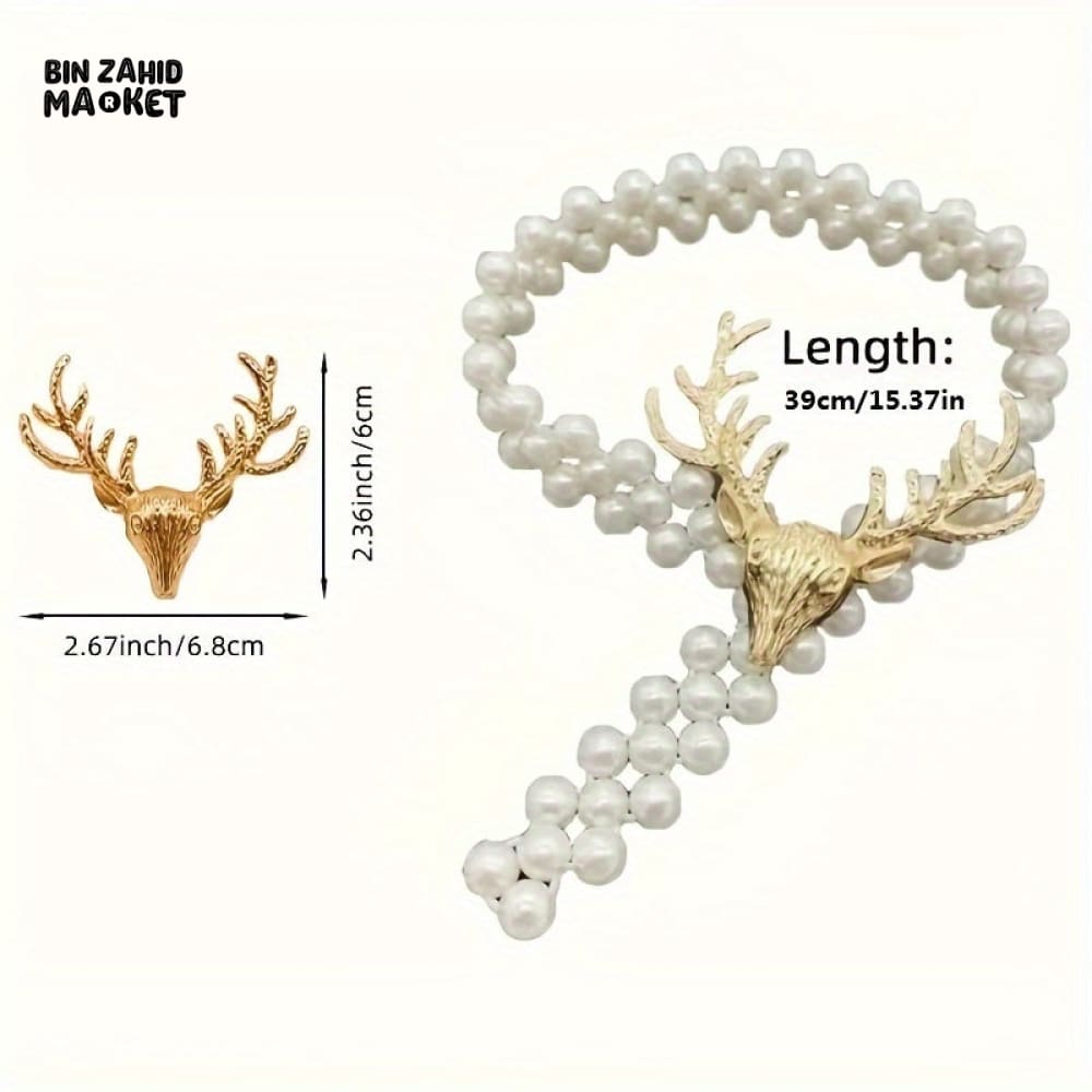 PREMIUM GOLD DEER PEARL CURTAIN TIEBACK SET 1 PAIR