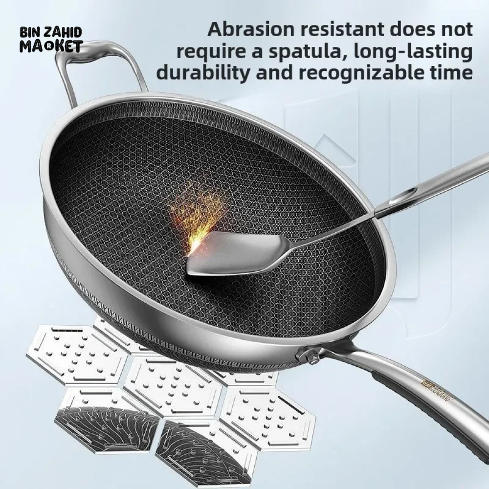 PREMIUM HONEYCOMB WOK 316 STAINLESS STEEL NON-STICK GAS & INDUCTION READY