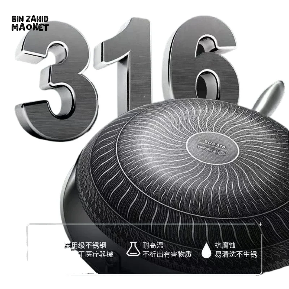 PREMIUM HONEYCOMB WOK 316 STAINLESS STEEL NON-STICK GAS & INDUCTION READY