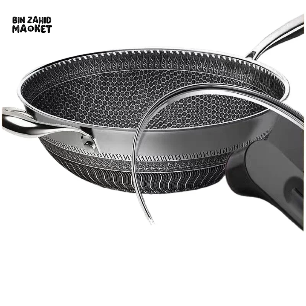 PREMIUM HONEYCOMB WOK 316 STAINLESS STEEL NON-STICK GAS & INDUCTION READY