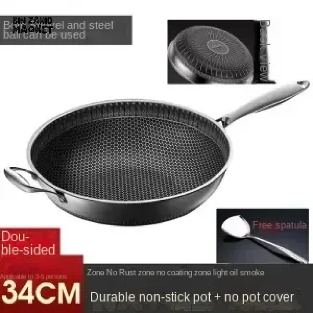 PREMIUM HONEYCOMB WOK 316 STAINLESS STEEL NON-STICK GAS & INDUCTION READY