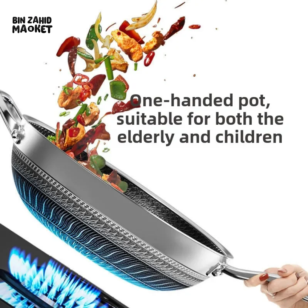 PREMIUM HONEYCOMB WOK 316 STAINLESS STEEL NON-STICK GAS & INDUCTION READY