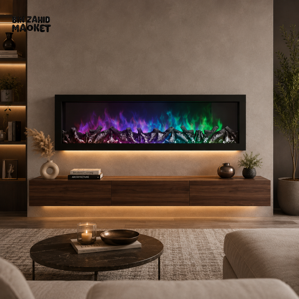PREMIUM LINEAR RGB LED ELECTRIC FIREPLACE - Width: 3.3 Feet -40 Inches-Height: 11 Inches