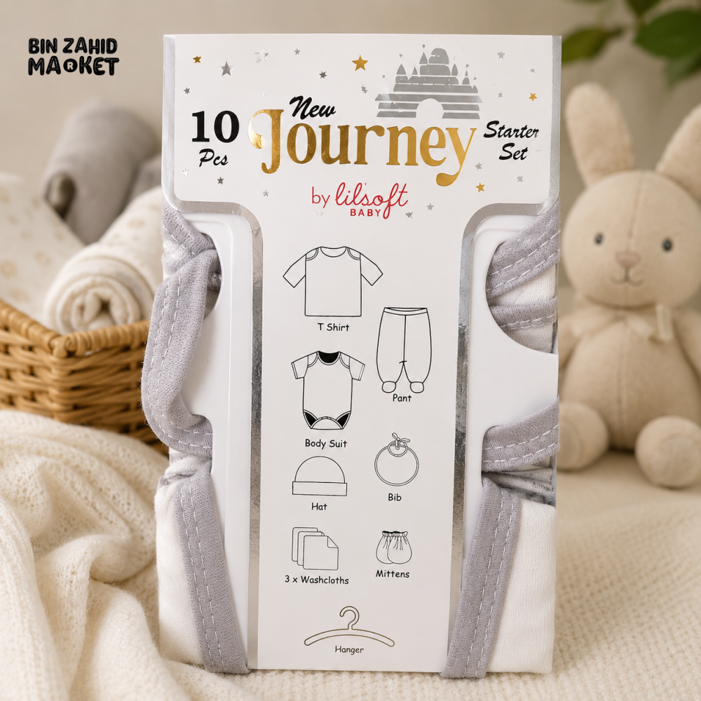 PREMIUM NEWBORN BABY STARTER GIFT SET – GENTLEMAN BOWTIE DESIGN (BEIGE & IVORY)
