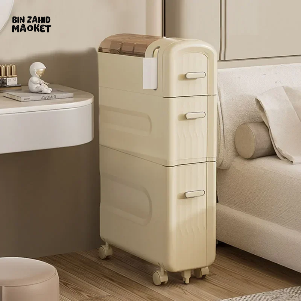 PREMIUM NORDIC 3-LAYER TOILET STORAGE RACK – DUSTPROOF BATHROOM ORGANIZER WITH WHEELS