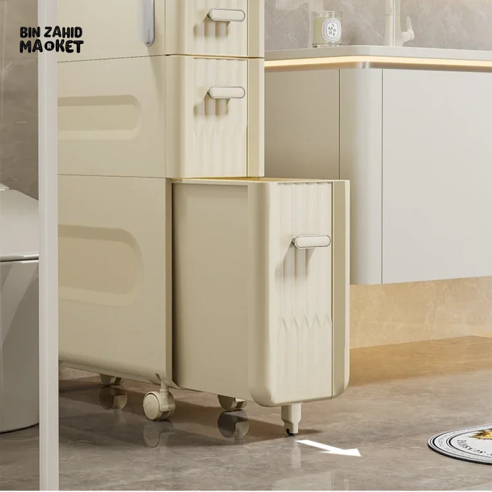 PREMIUM NORDIC 3-LAYER TOILET STORAGE RACK – DUSTPROOF BATHROOM ORGANIZER WITH WHEELS