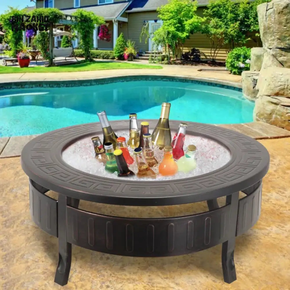 PREMIUM OUTDOOR CAST IRON FIRE PIT BBQ GRILL ROUND FIRE BOWL