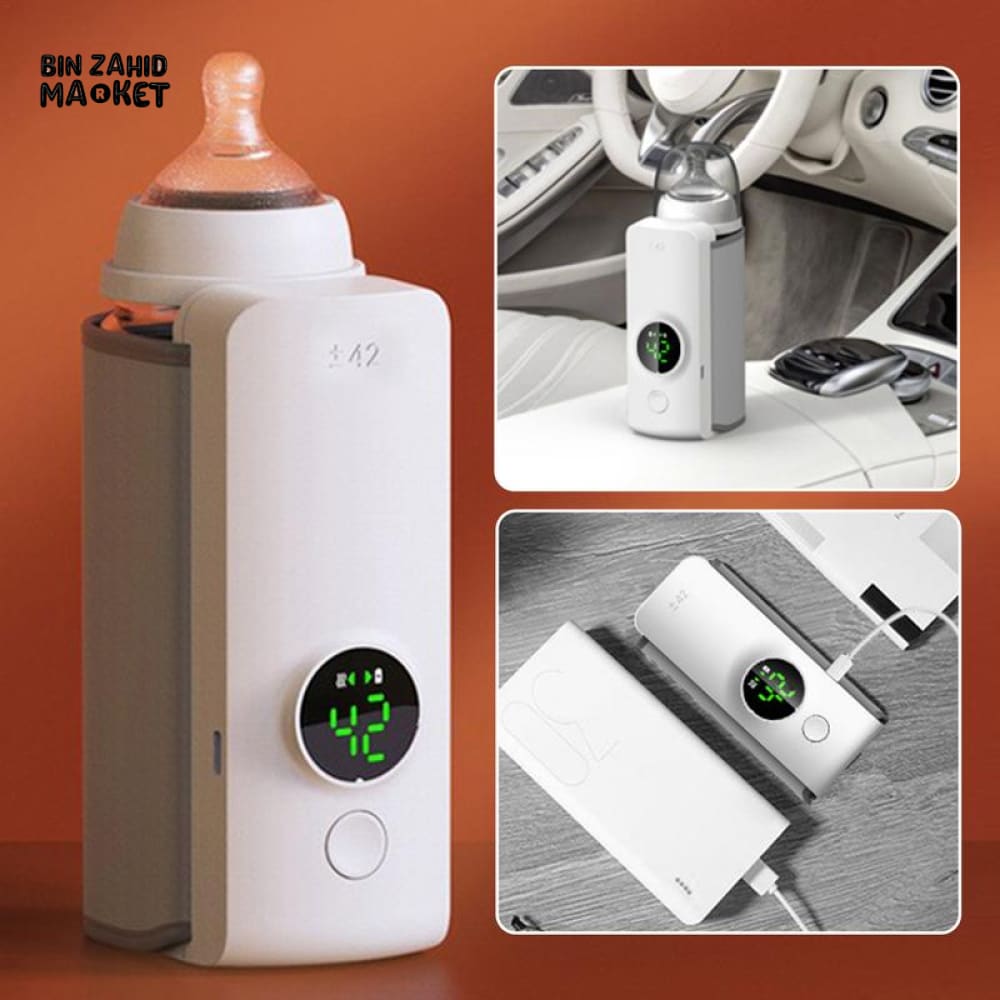 PREMIUM PORTABLE BABY BOTTLE WARMER – USB RECHARGEABLE WIRELESS TRAVEL MILK HEATER FOR BREAST MILK & FORMULA