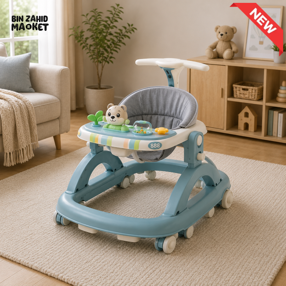 PREMIUM PUSH HANDLE BABY WALKER - BLUE
