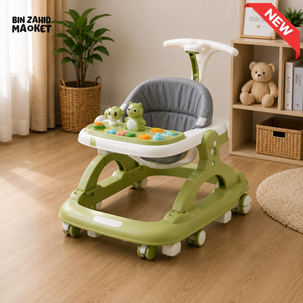 PREMIUM PUSH HANDLE BABY WALKER - GREEN