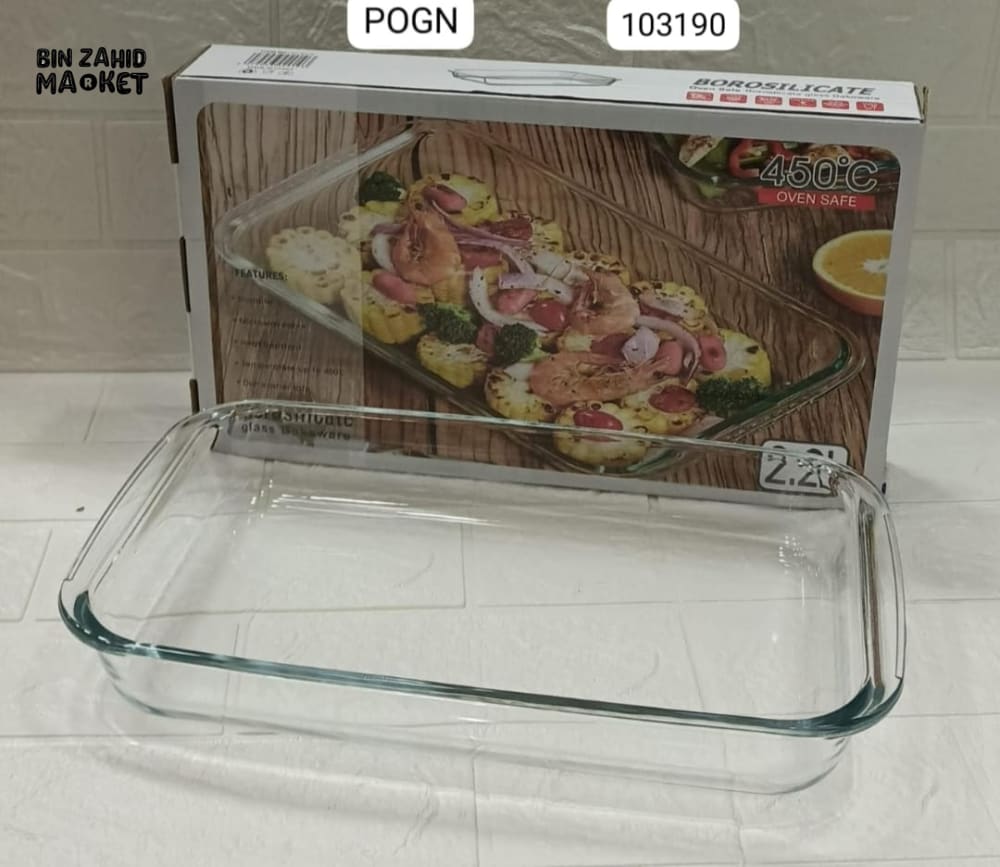 PREMIUM RECTANGULAR GLASS BAKEWARE – OVEN MICROWAVE & DISHWASHER SAFE