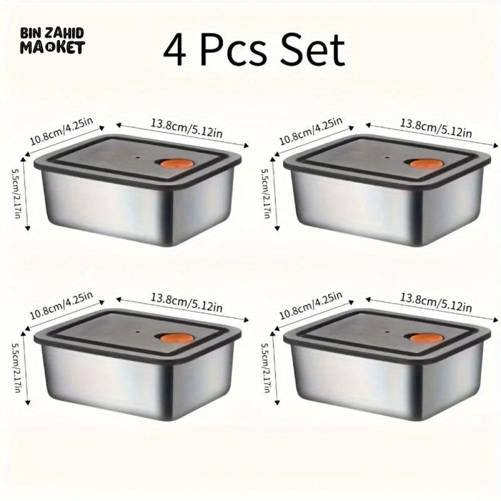 PREMIUM STAINLESS STEEL AIRTIGHT FOOD CONTAINER SET 4 PIECES