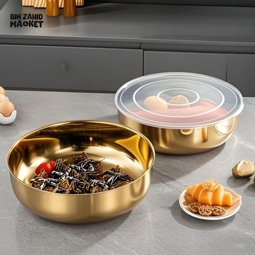 PREMIUM STAINLESS STEEL MIXING BOWL WITH LID – MULTIPURPOSE KITCHEN TOOL