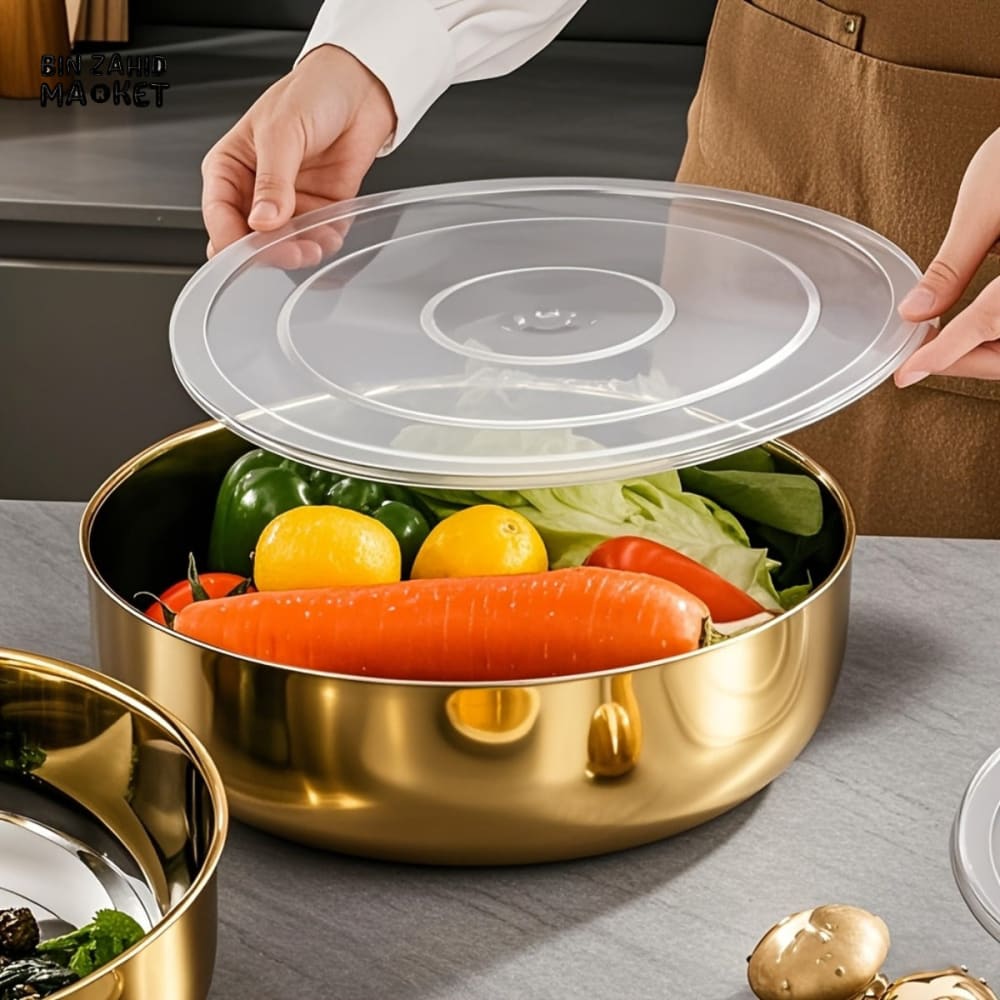 PREMIUM STAINLESS STEEL MIXING BOWL WITH LID – MULTIPURPOSE KITCHEN TOOL