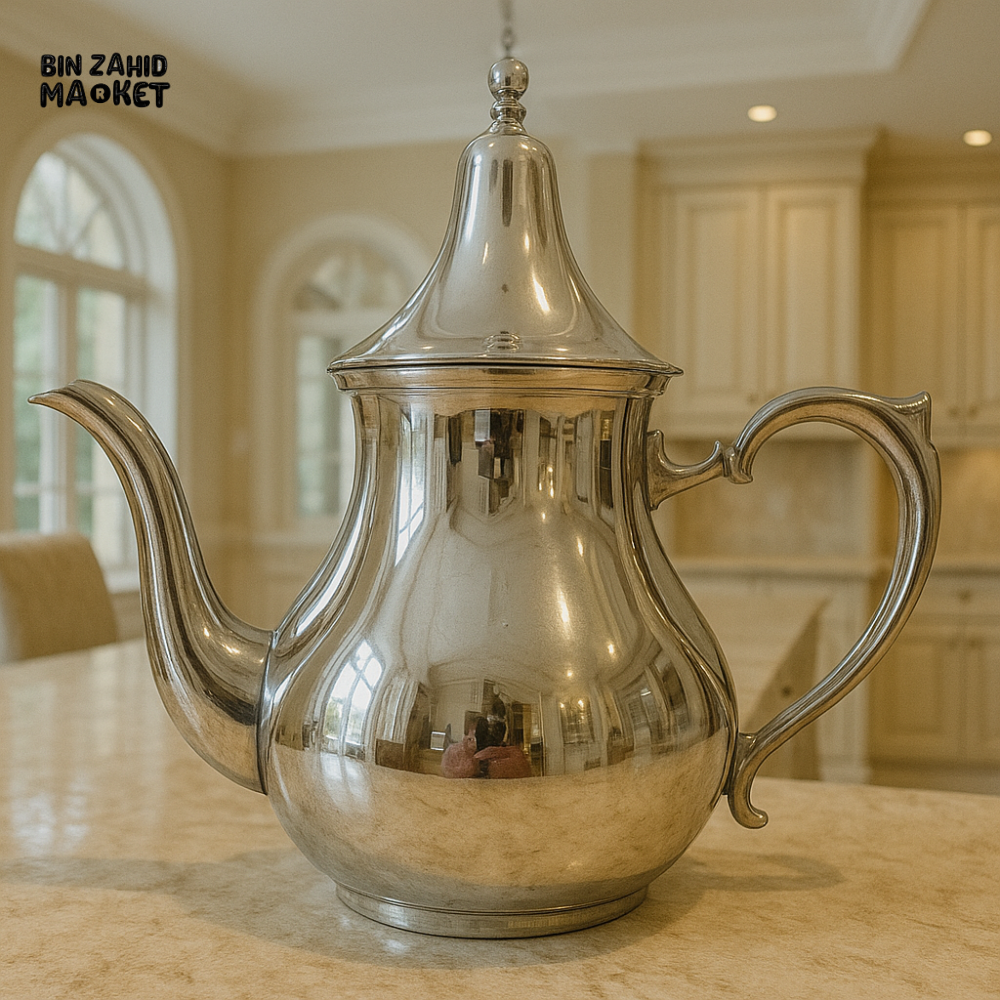 PREMIUM STAINLESS STEEL TEAPOT 1.6 LITRE – LUXURY POLISHED SILVER TEA KETTLE FOR HOME & KITCHEN - BJS1107-14