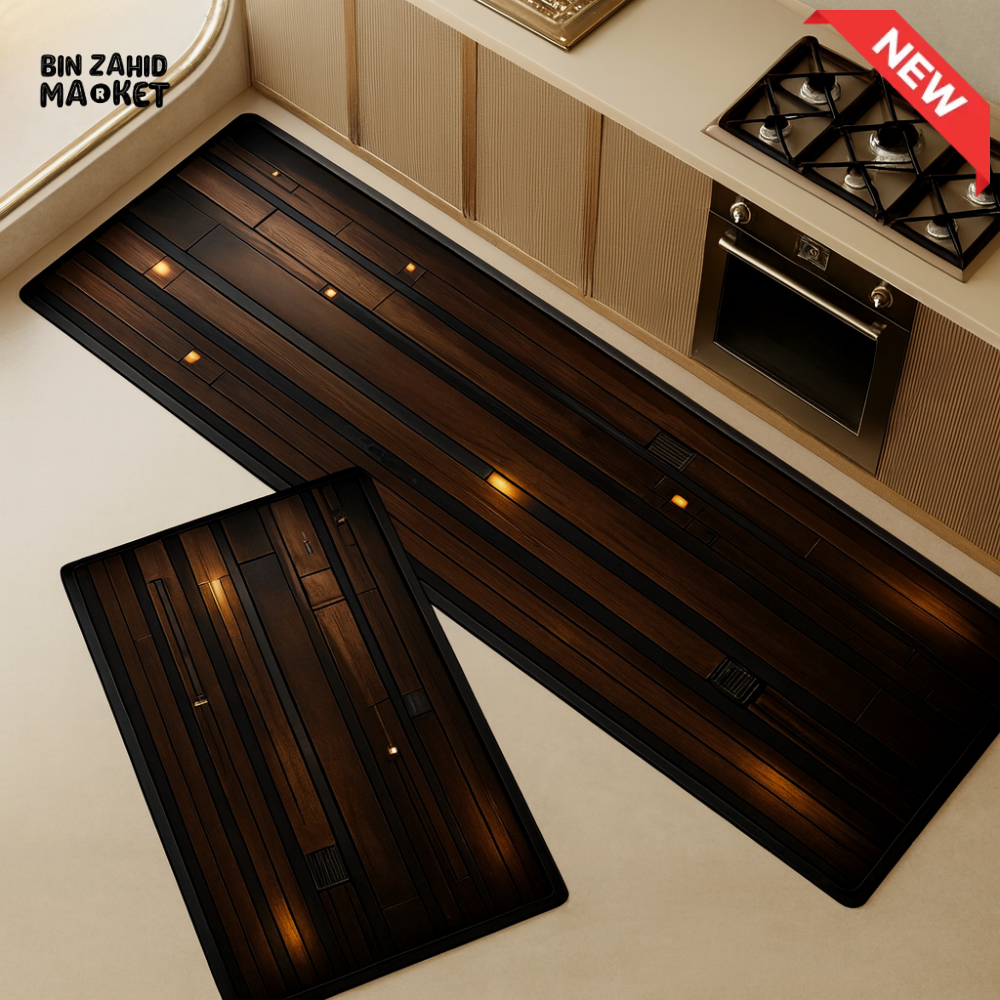PREMIUM WATERPROOF KITCHEN FLOOR MATS – DURABLE WOOD TEXTURE ANTI-SLIP RUGS