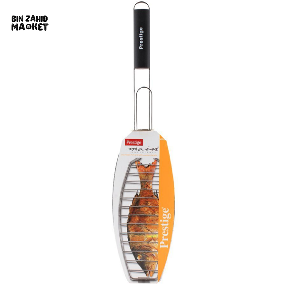 PRESTIGE BBQ FISH GRILL – NON-STICK FISH HOLDER WITH HEAT-RESISTANT HANDLE