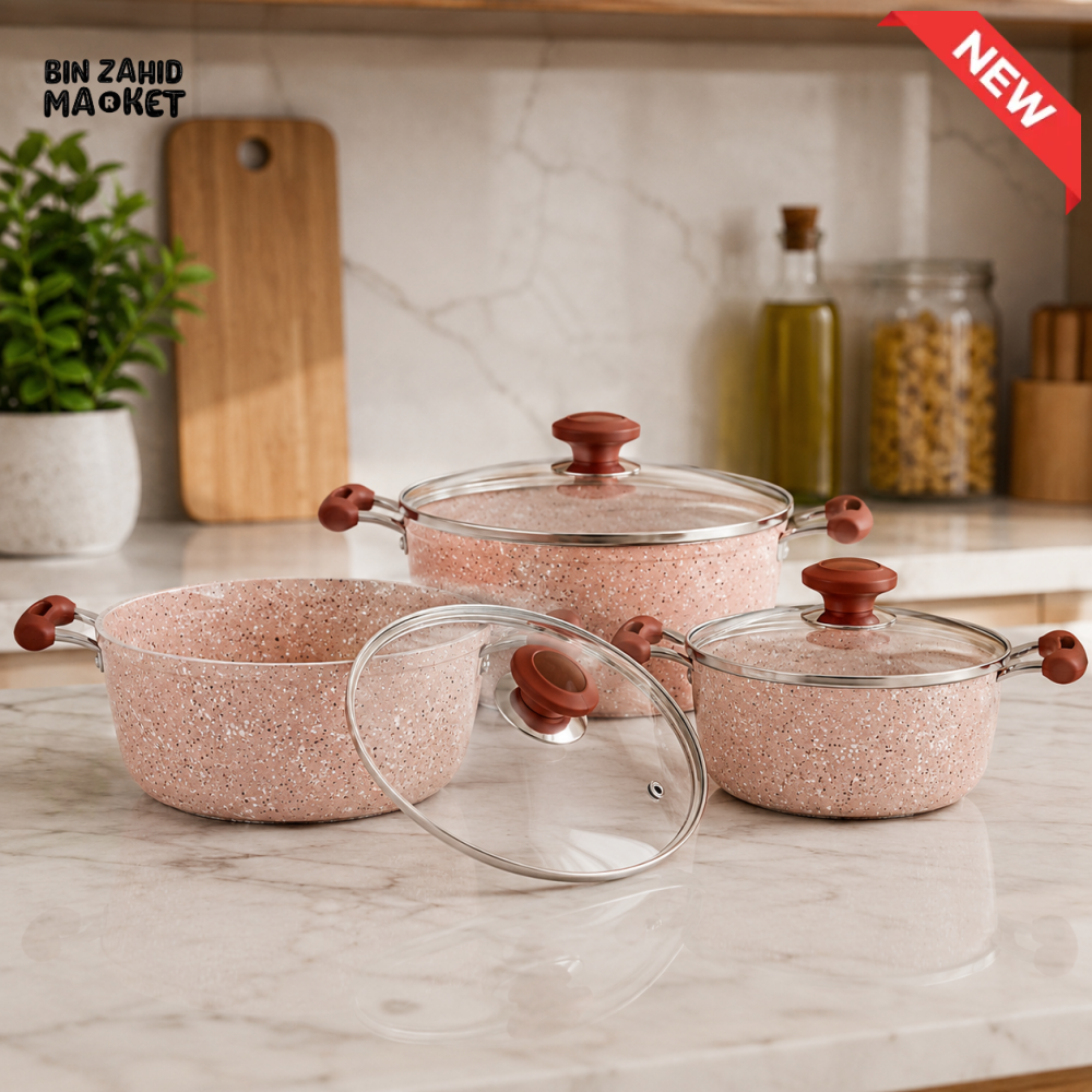 PRESTIGE GRANITE NON-STICK CASSEROLE PINK SET - 6 PIECE SET
