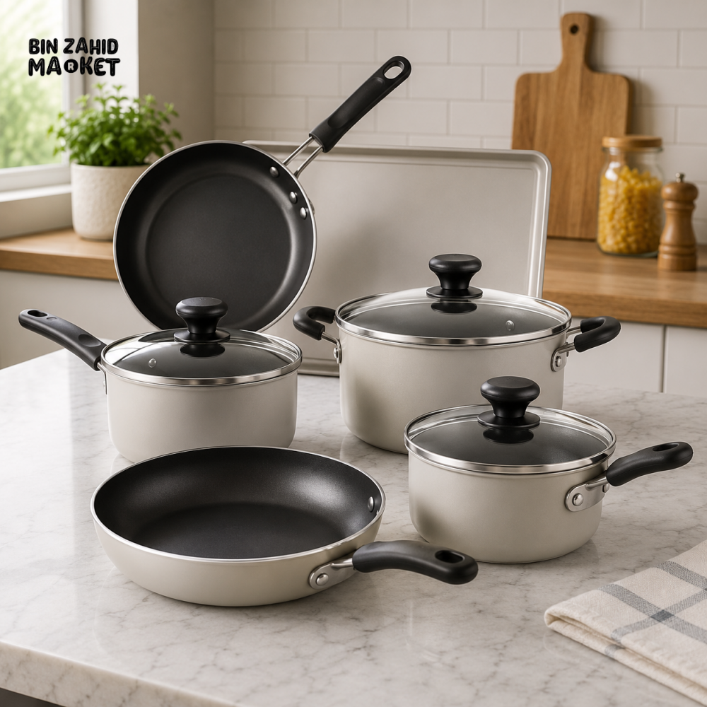 PRESTIGE NON-STICK COOKWARE SILVER SET - 9 PIECE SET